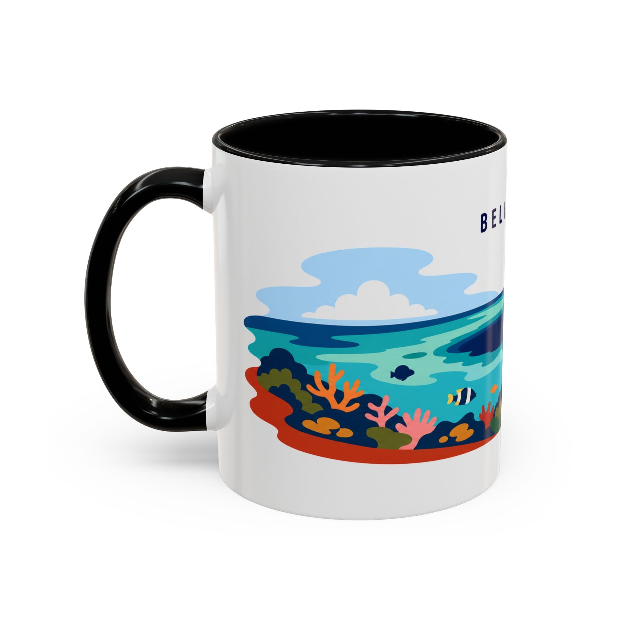 Belize Reef Coffee Mug | Travel Destination Souvenir Gift | Accent Color Ceramic 11oz 15oz