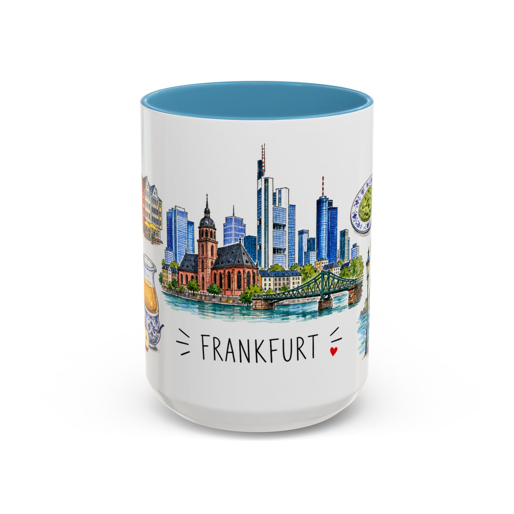 Frankfurt Illustrated Travel Mug | City Souvenir Accent Coffee Mug | 11oz 15oz Ceramic Cup