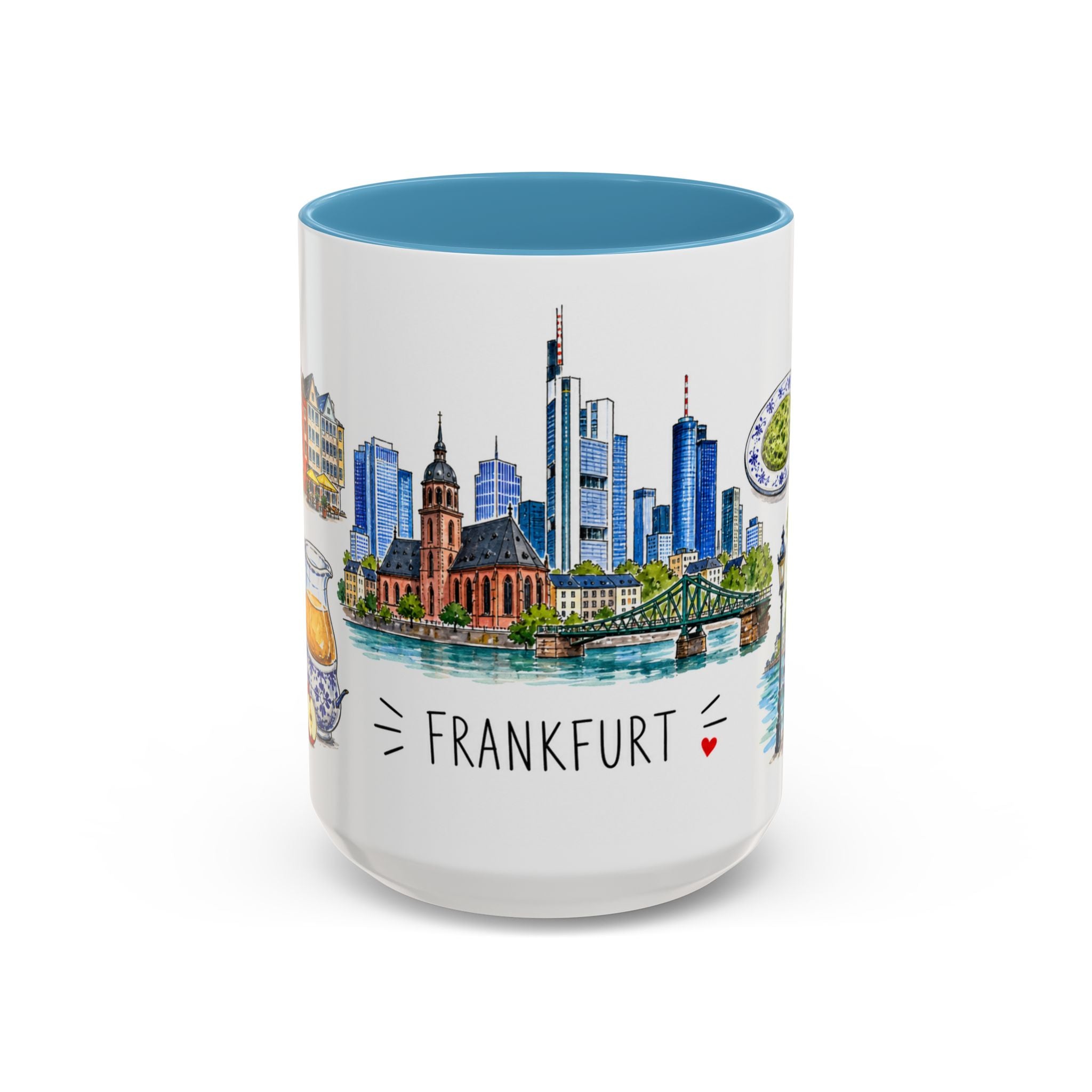 Frankfurt Illustrated Travel Mug | City Souvenir Accent Coffee Mug | 11oz 15oz Ceramic Cup
