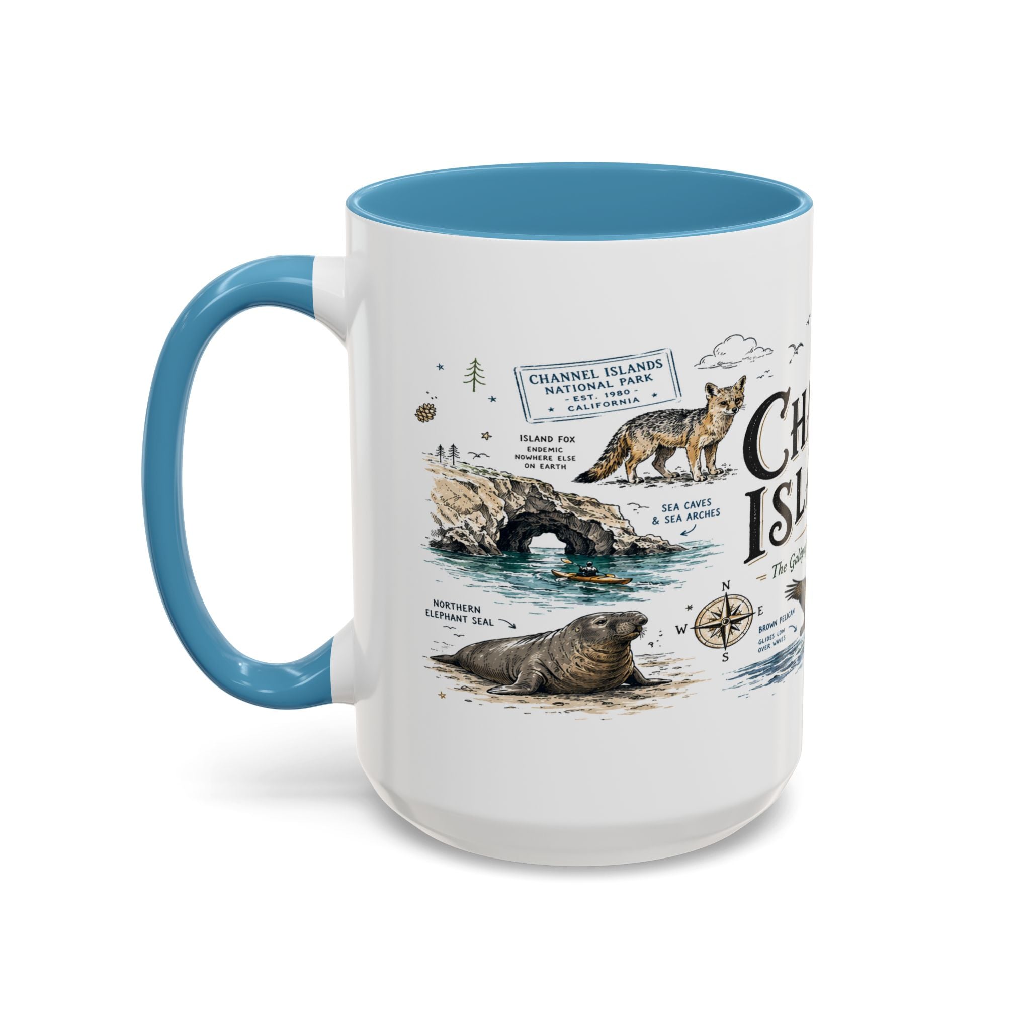 Channel Islands National Park Coffee Mug | California Island Wildlife Marine Gift | Accent Color Ceramic 11oz 15oz