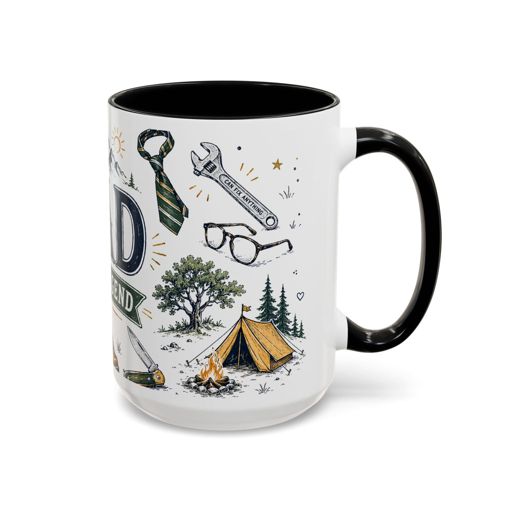 Dad The Legend Coffee Mug | Father's Day Gift for Dad | Accent Color Ceramic 11oz 15oz