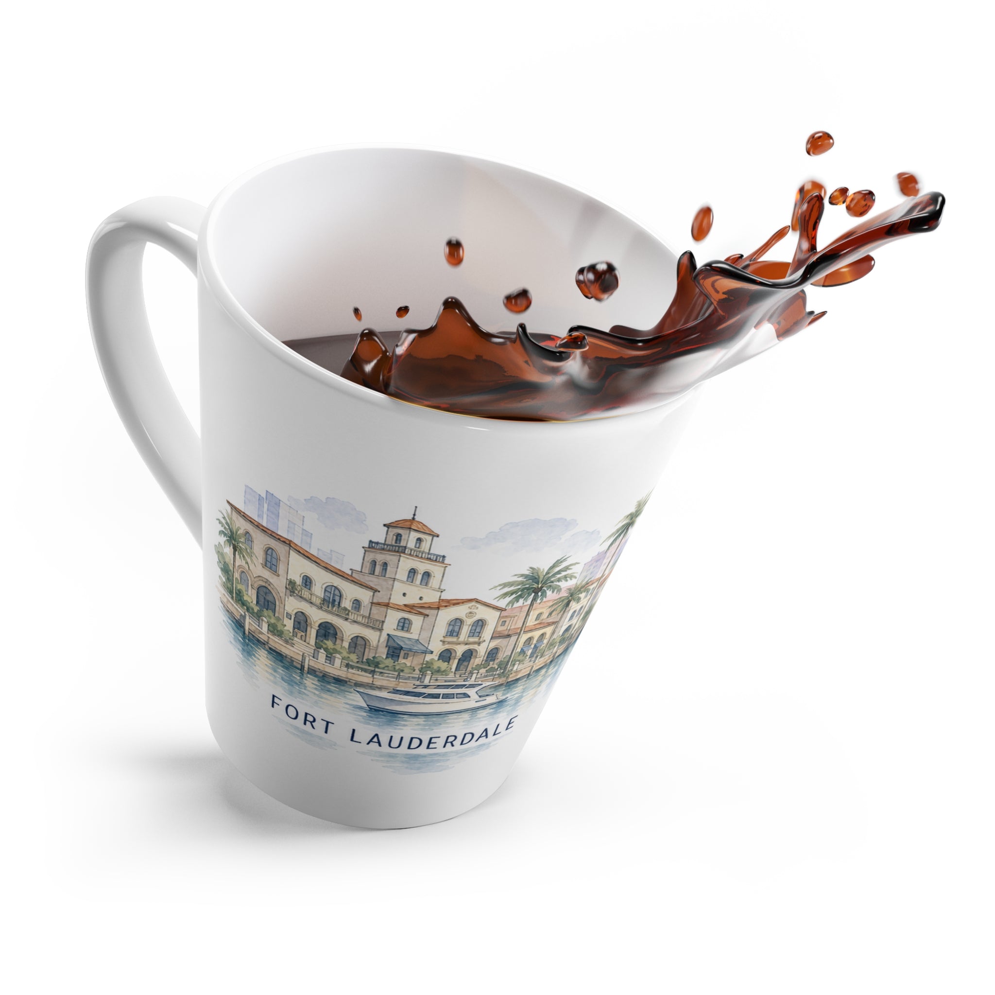 Fort Lauderdale Latte Mug | Watercolor City Travel Mug | 12 oz Ceramic Souvenir Gift
