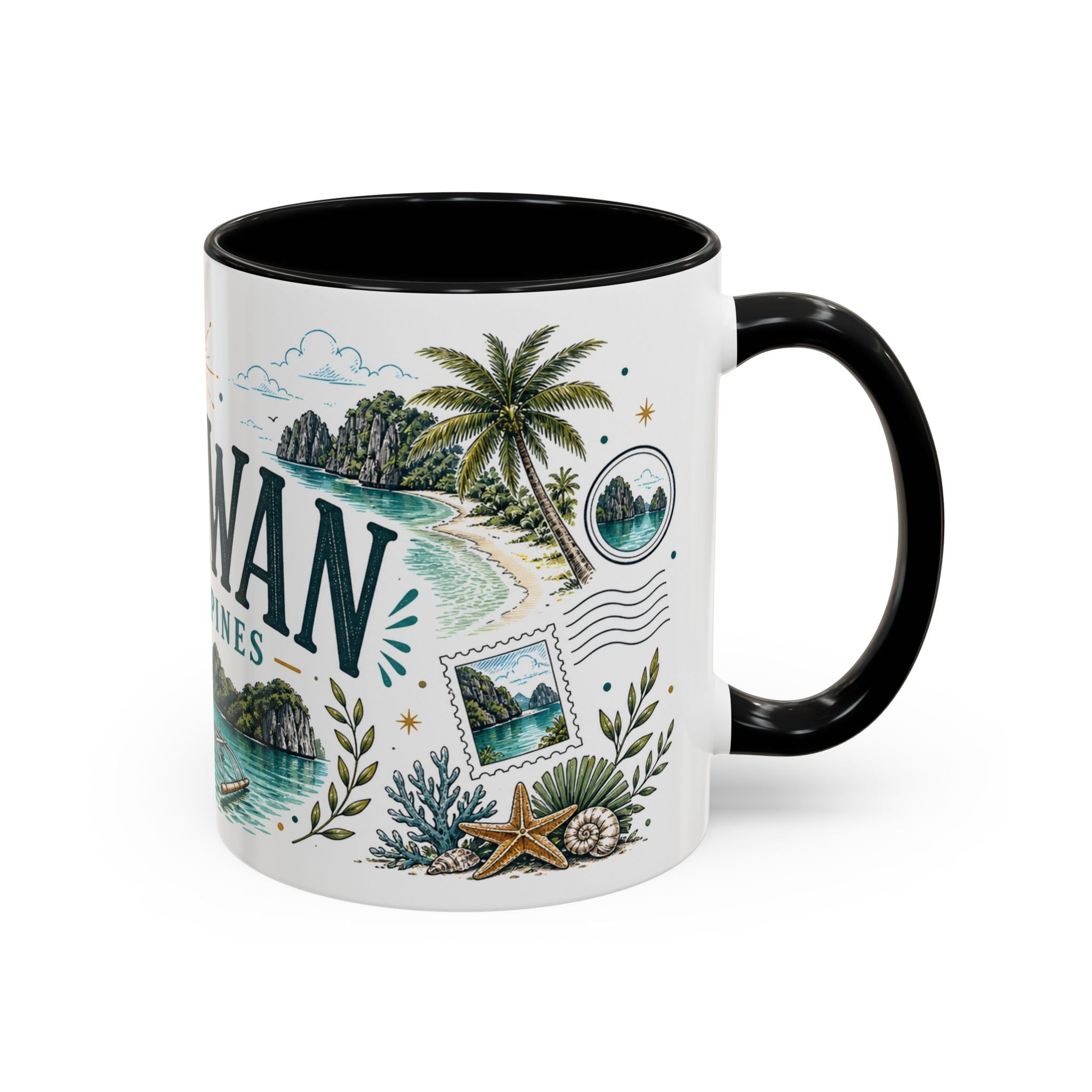 Palawan Coffee Mug | Travel Destination Souvenir Gift | Accent Color Ceramic 11oz 15oz