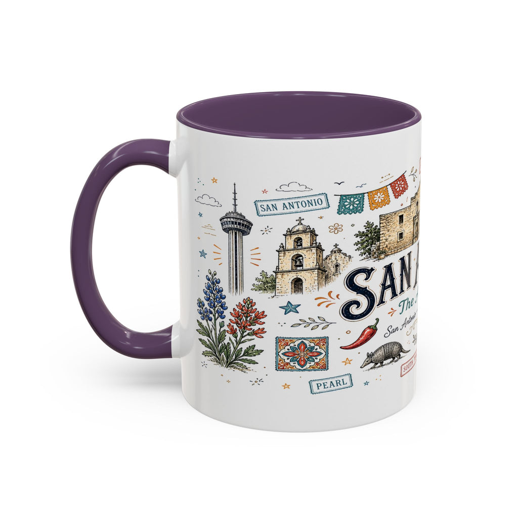 San Antonio Coffee Mug | Texas Souvenir City Gift | Accent Color Ceramic 11oz 15oz