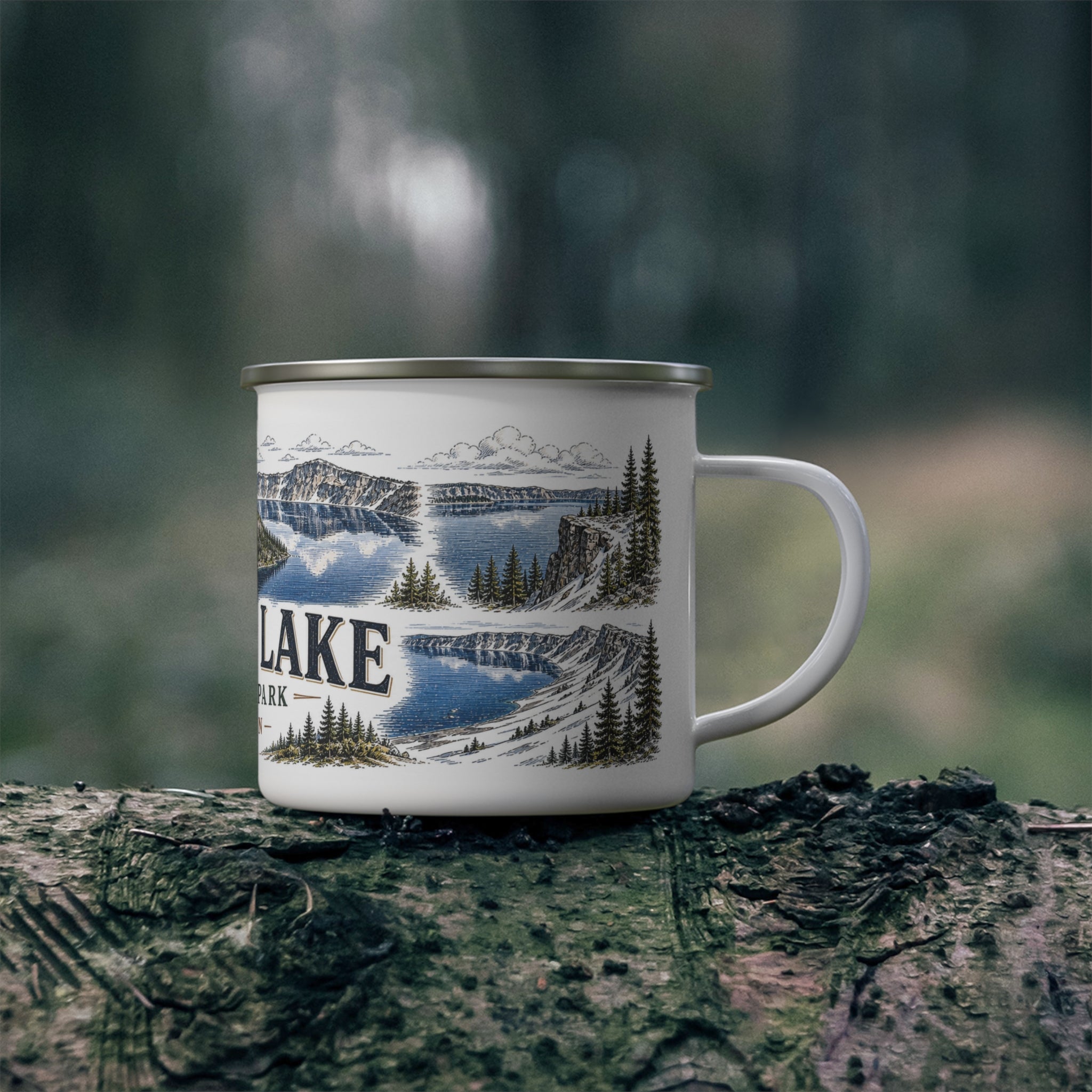 Crater Lake National Park Vintage Enamel Camping Mug | 12oz National Park Hiking Gift
