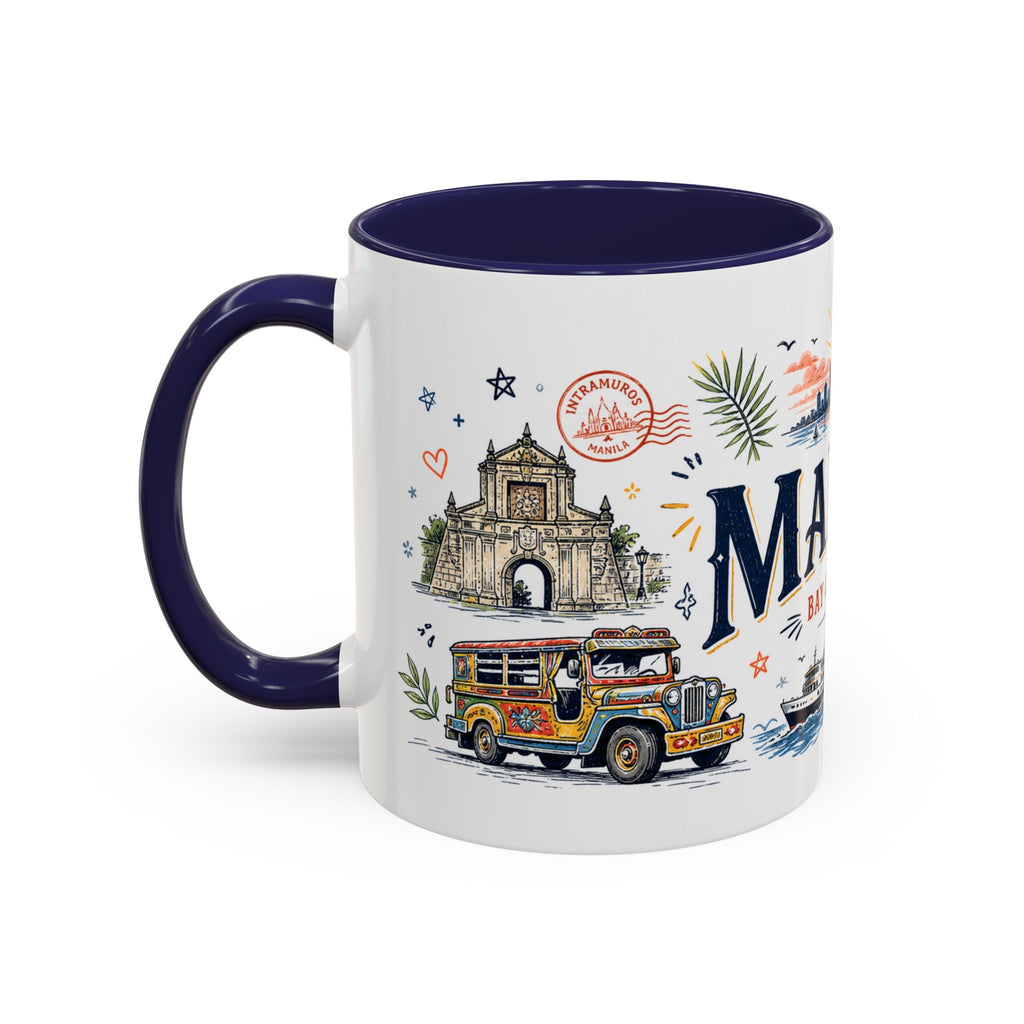 Manila Coffee Mug | Philippines Souvenir Travel Gift | Accent Color Ceramic 11oz 15oz