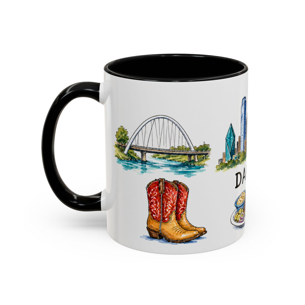 Dallas Illustrated Travel Mug | City Souvenir Accent Coffee Mug | 11oz 15oz Ceramic Cup