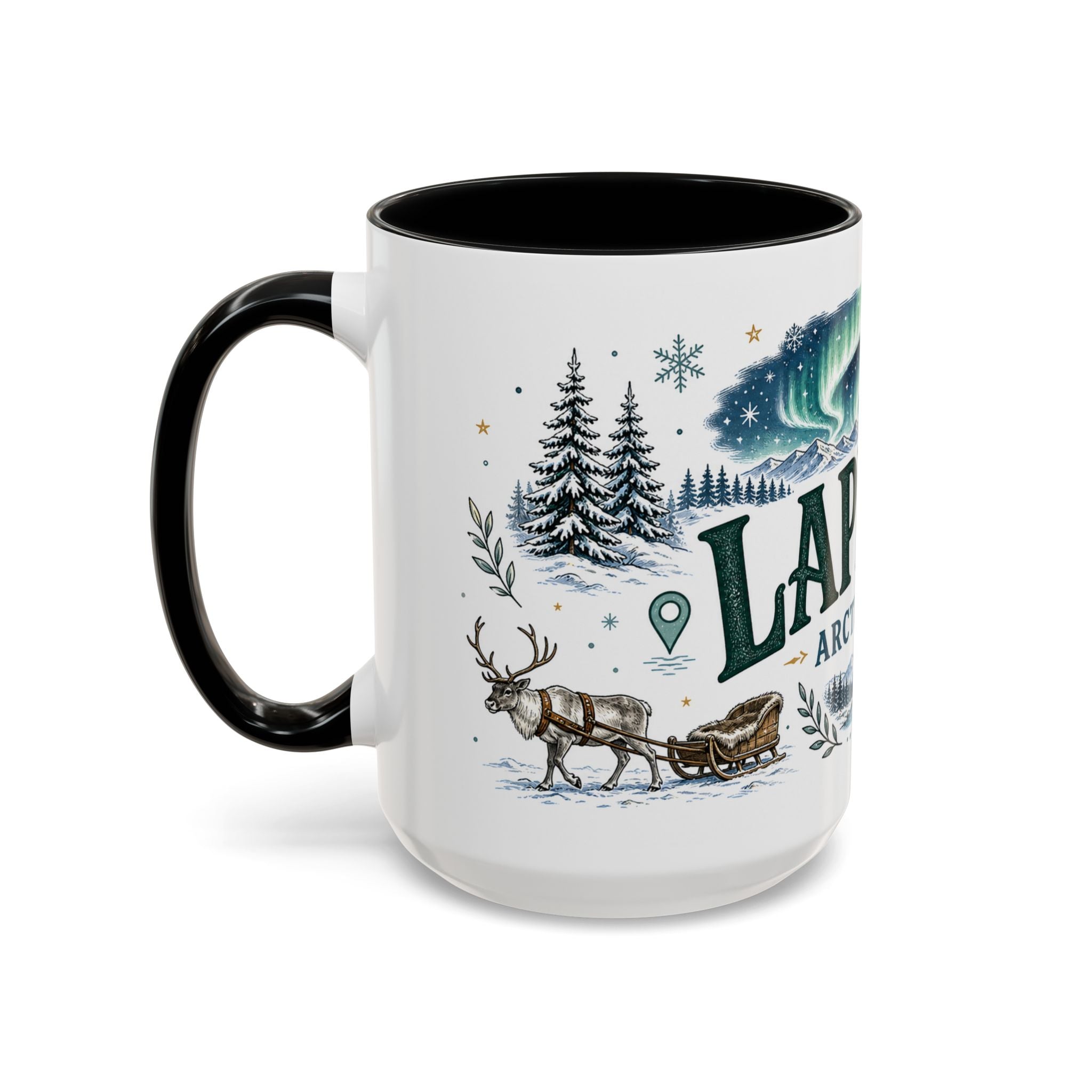Lapland Coffee Mug | Travel Destination Souvenir Gift | Accent Color Ceramic 11oz 15oz
