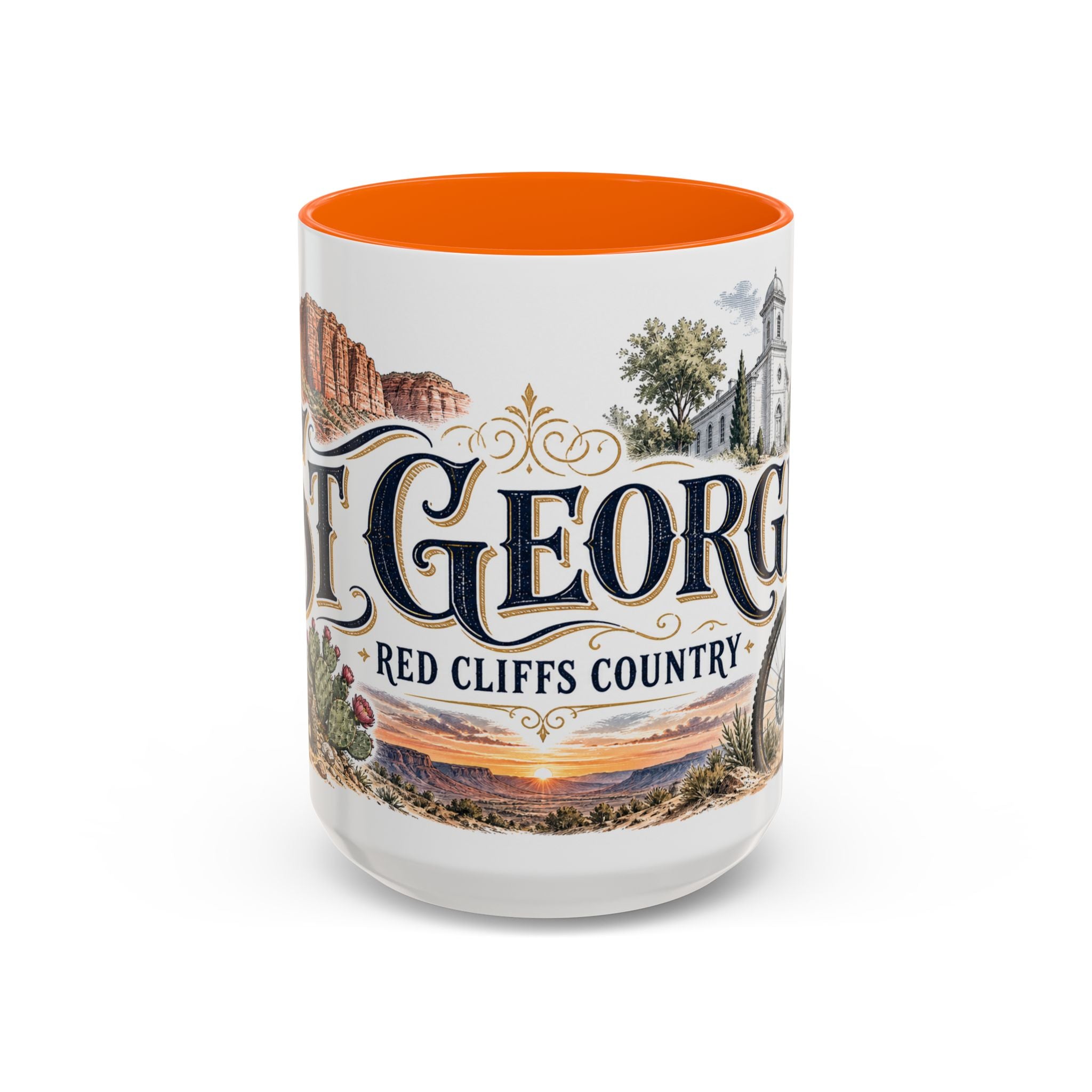 St George Coffee Mug | United States Travel Souvenir | Vintage Illustrated City Gift | 11 oz 15 oz Accent Mug