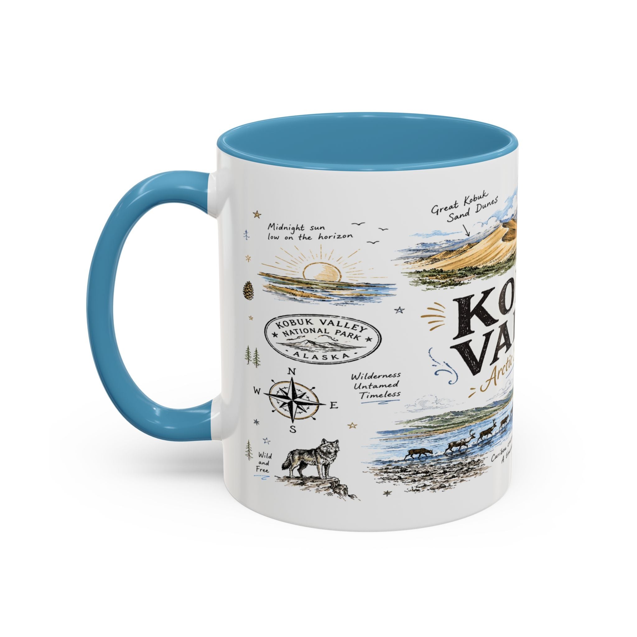 Kobuk Valley National Park Coffee Mug | Alaska Arctic Sand Dunes Gift | Accent Color Ceramic 11oz 15oz