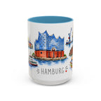 Hamburg Illustrated Travel Mug | City Souvenir Accent Coffee Mug | 11oz 15oz Ceramic Cup