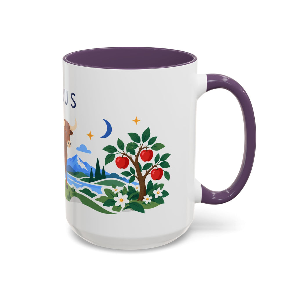 Taurus Zodiac Coffee Mug | Bull and Rose Design | Astrology Birthday Gift | 11 oz 15 oz Ceramic Accent Mug