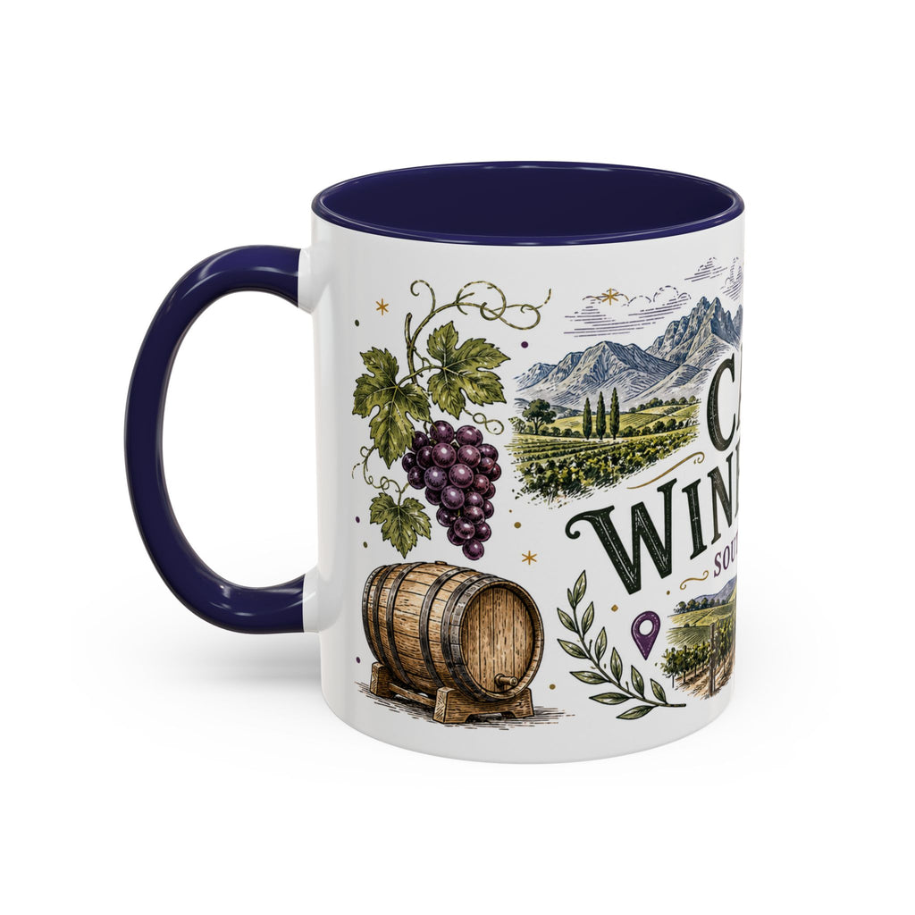 Cape Winelands Coffee Mug | Travel Destination Souvenir Gift | Accent Color Ceramic 11oz 15oz