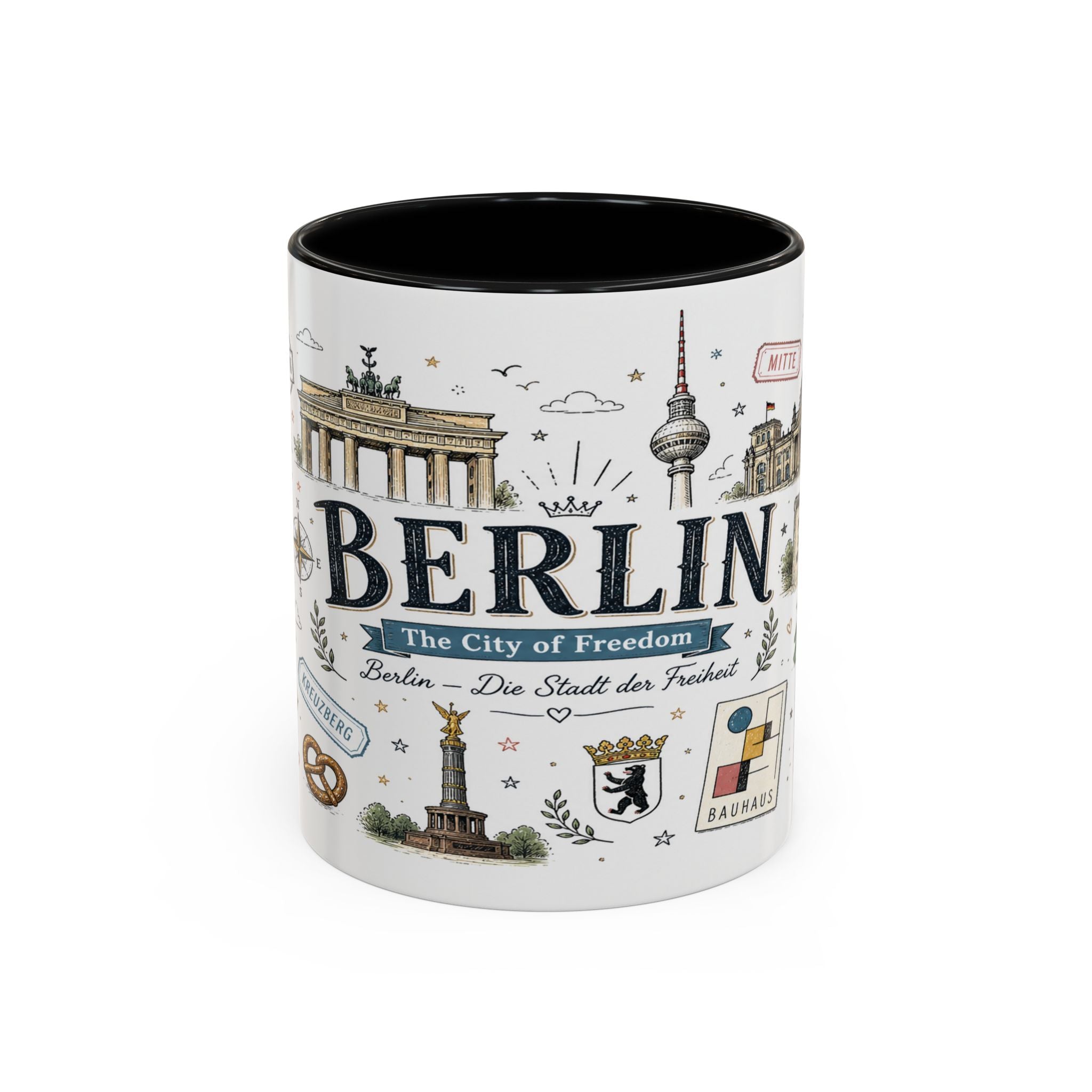 Berlin Coffee Mug | Germany Souvenir Travel Gift | Accent Color Ceramic 11oz 15oz
