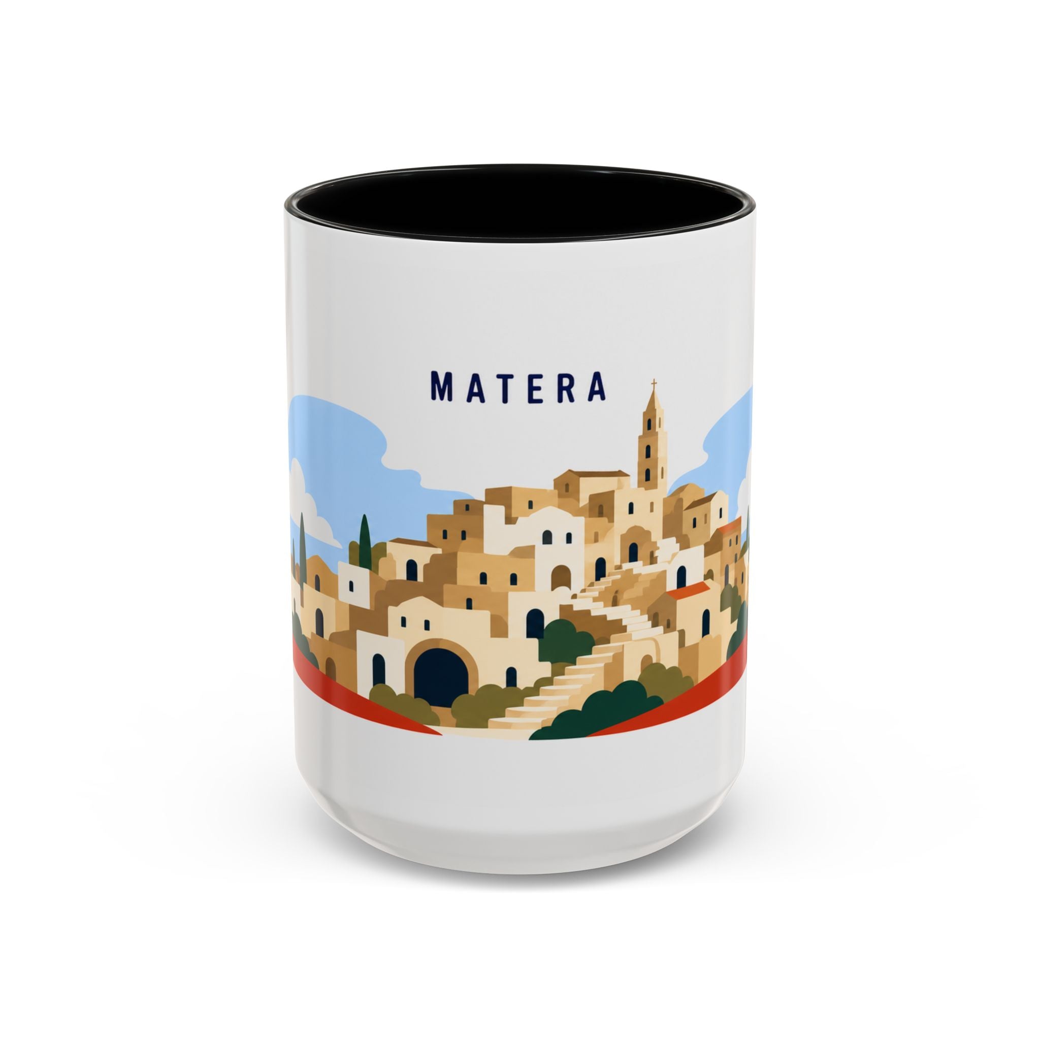 Matera Coffee Mug | Travel Destination Souvenir Gift | Accent Color Ceramic 11oz 15oz