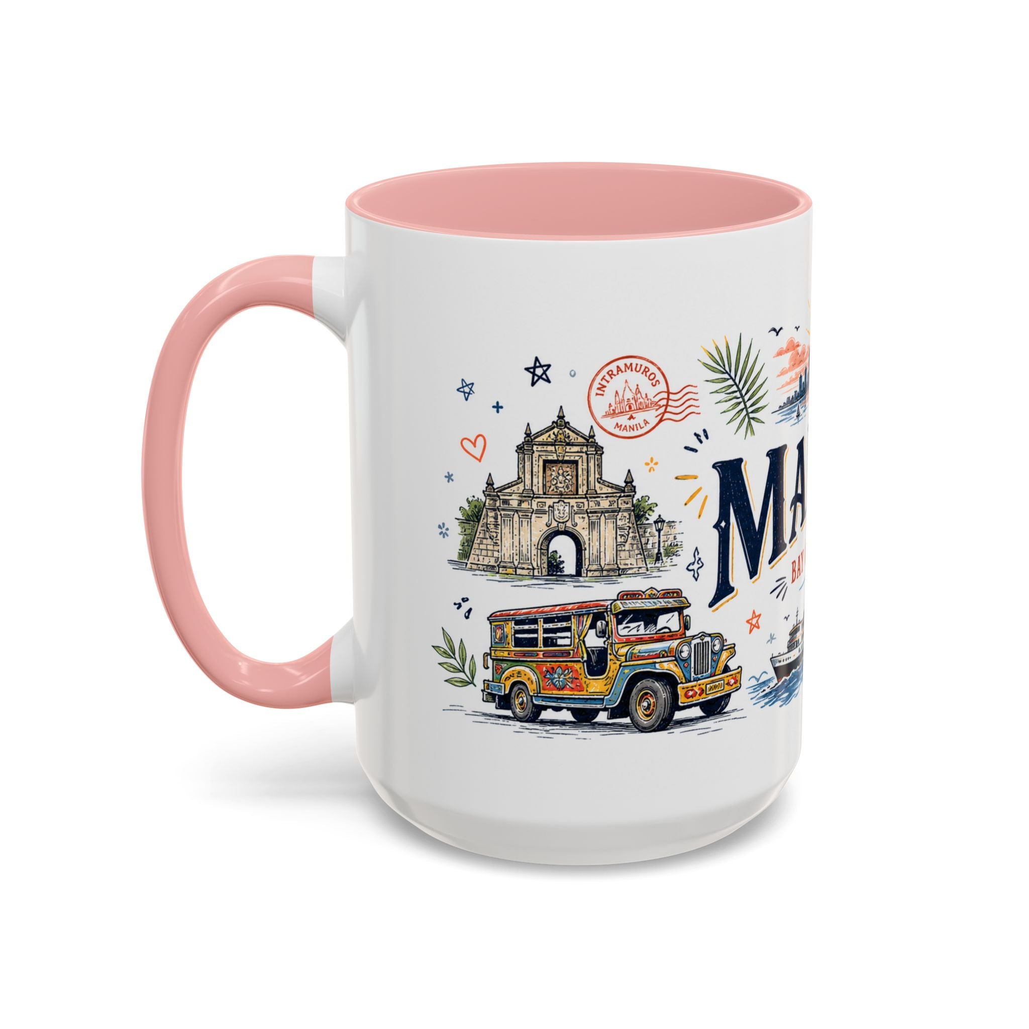 Manila Coffee Mug | Philippines Souvenir Travel Gift | Accent Color Ceramic 11oz 15oz