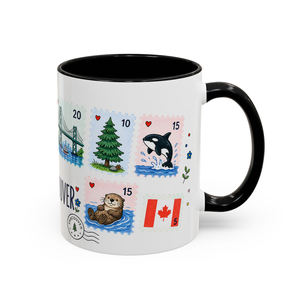 Vancouver Coffee Mug | Postage Stamp Collage Mug | Travel Souvenir Accent Cup 11oz 15oz