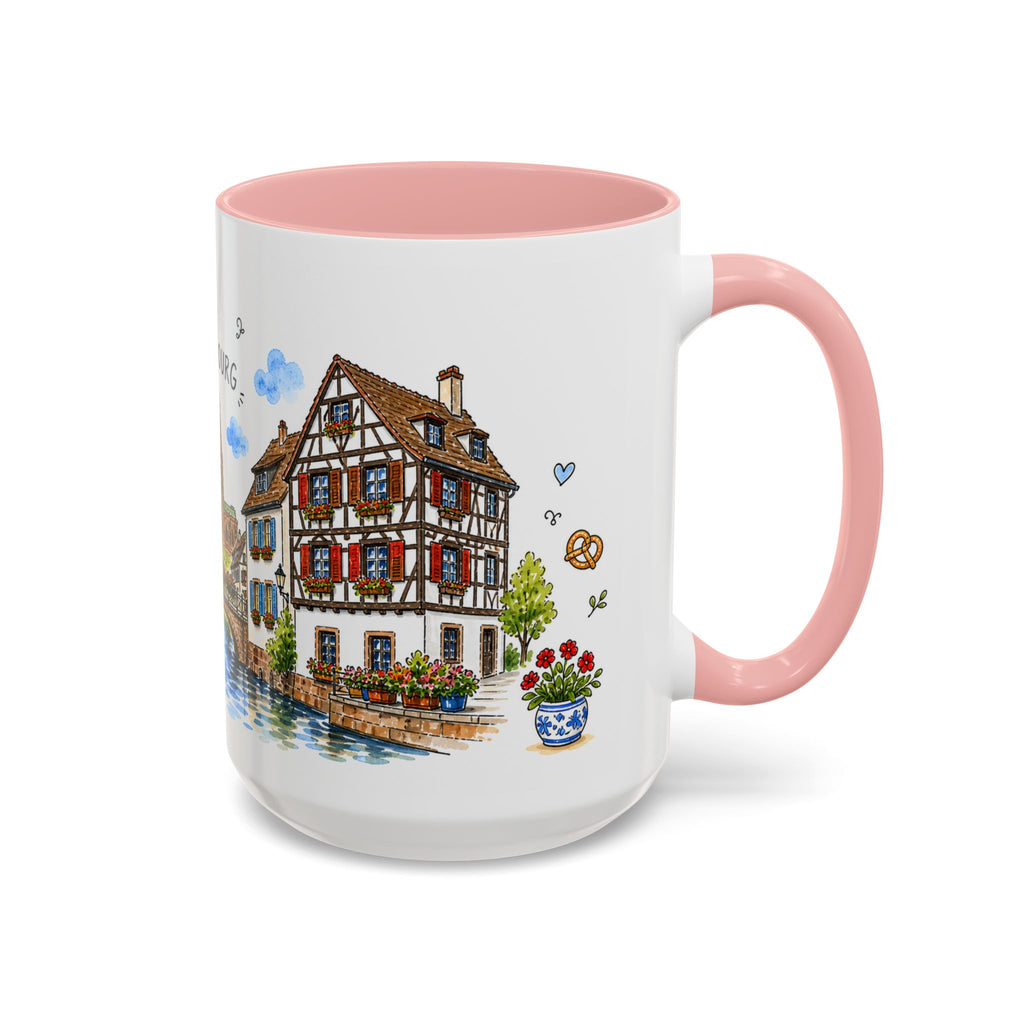 Strasbourg Illustrated Travel Mug | France Souvenir Accent Coffee Mug | 11oz 15oz Ceramic Cup