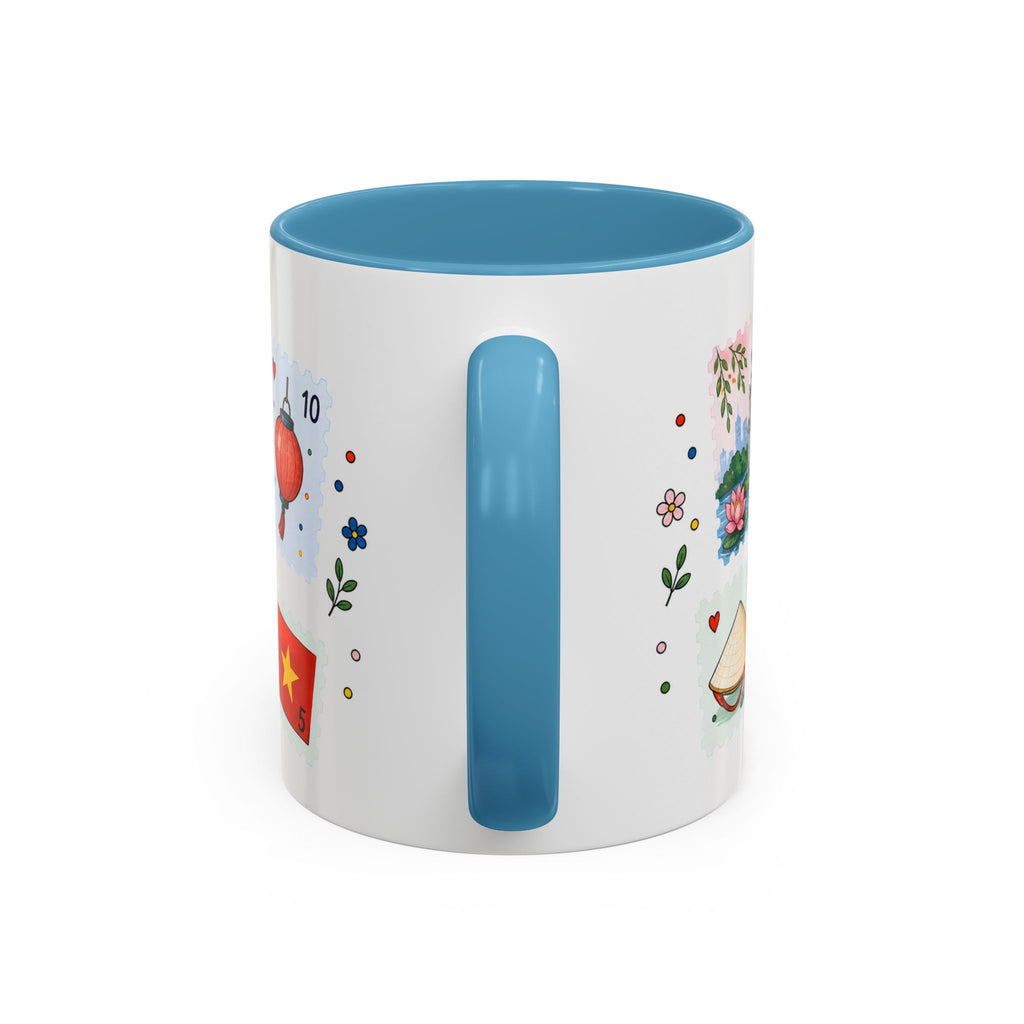Hanoi Coffee Mug | Postage Stamp Collage Mug | Travel Souvenir Accent Cup 11oz 15oz