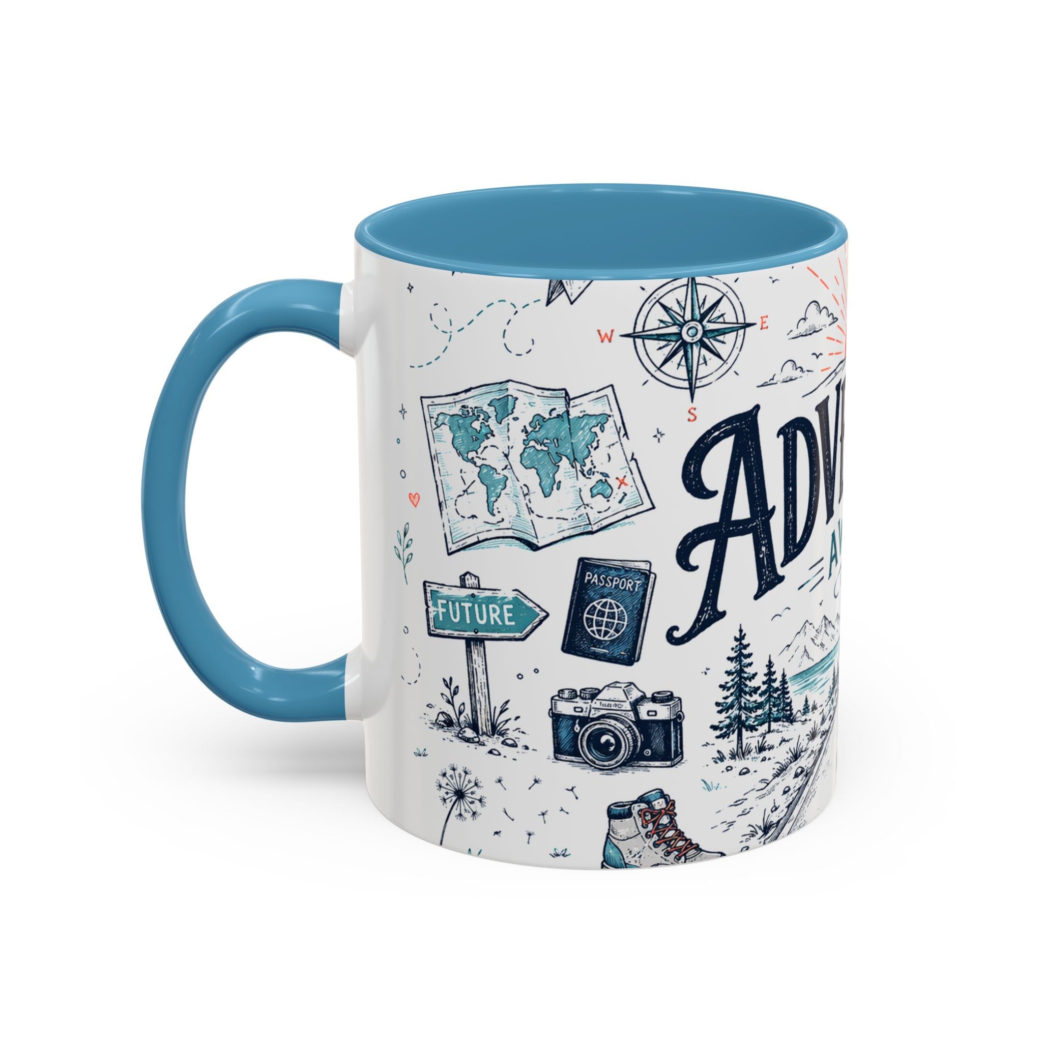 Adventure Awaits Coffee Mug | Class of 2026 Graduation Gift | Accent Color Ceramic 11oz 15oz
