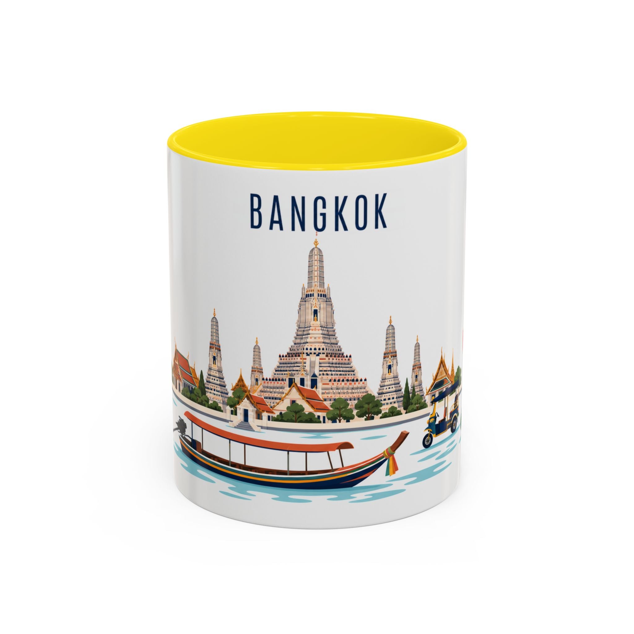 Bangkok Coffee Mug | Thailand Travel Souvenir | Porcelain Decal City Gift | 11oz 15oz Accent Mug