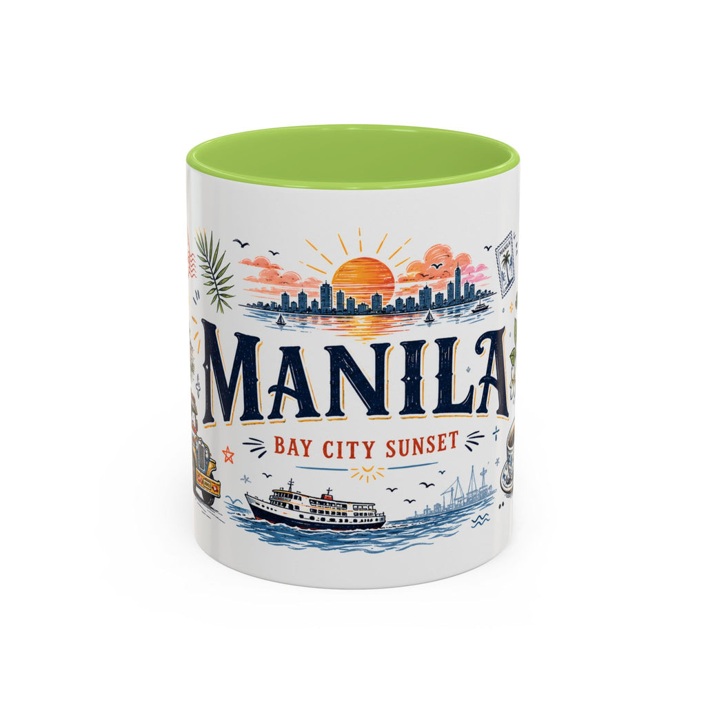 Manila Coffee Mug | Philippines Souvenir Travel Gift | Accent Color Ceramic 11oz 15oz