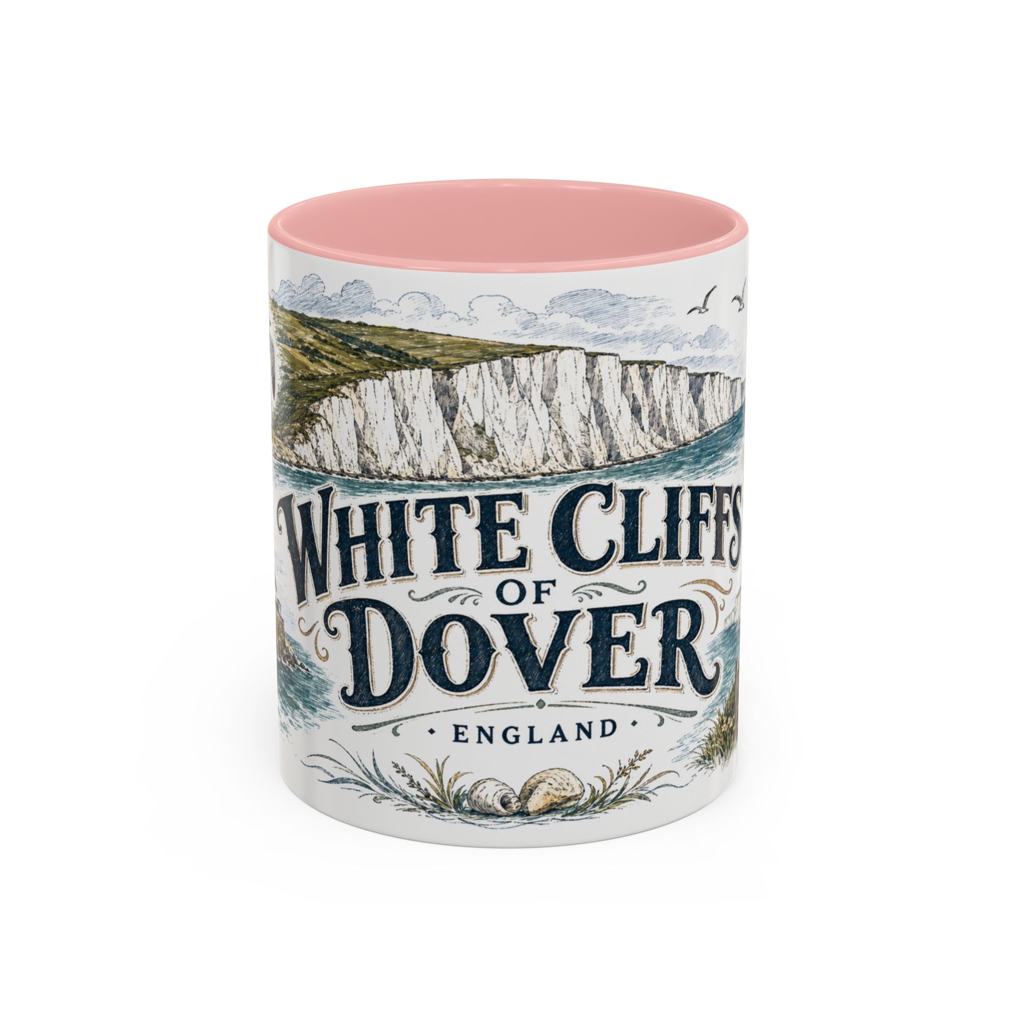 White Cliffs of Dover Mug, England Travel Souvenir, Bucket List Gift, Accent Ceramic Coffee Mug 11oz 15oz