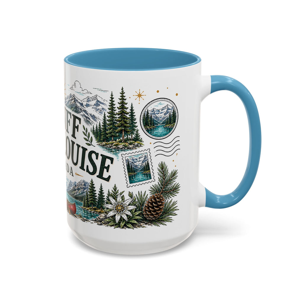 Banff Lake Louise Coffee Mug | Travel Destination Souvenir Gift | Accent Color Ceramic 11oz 15oz