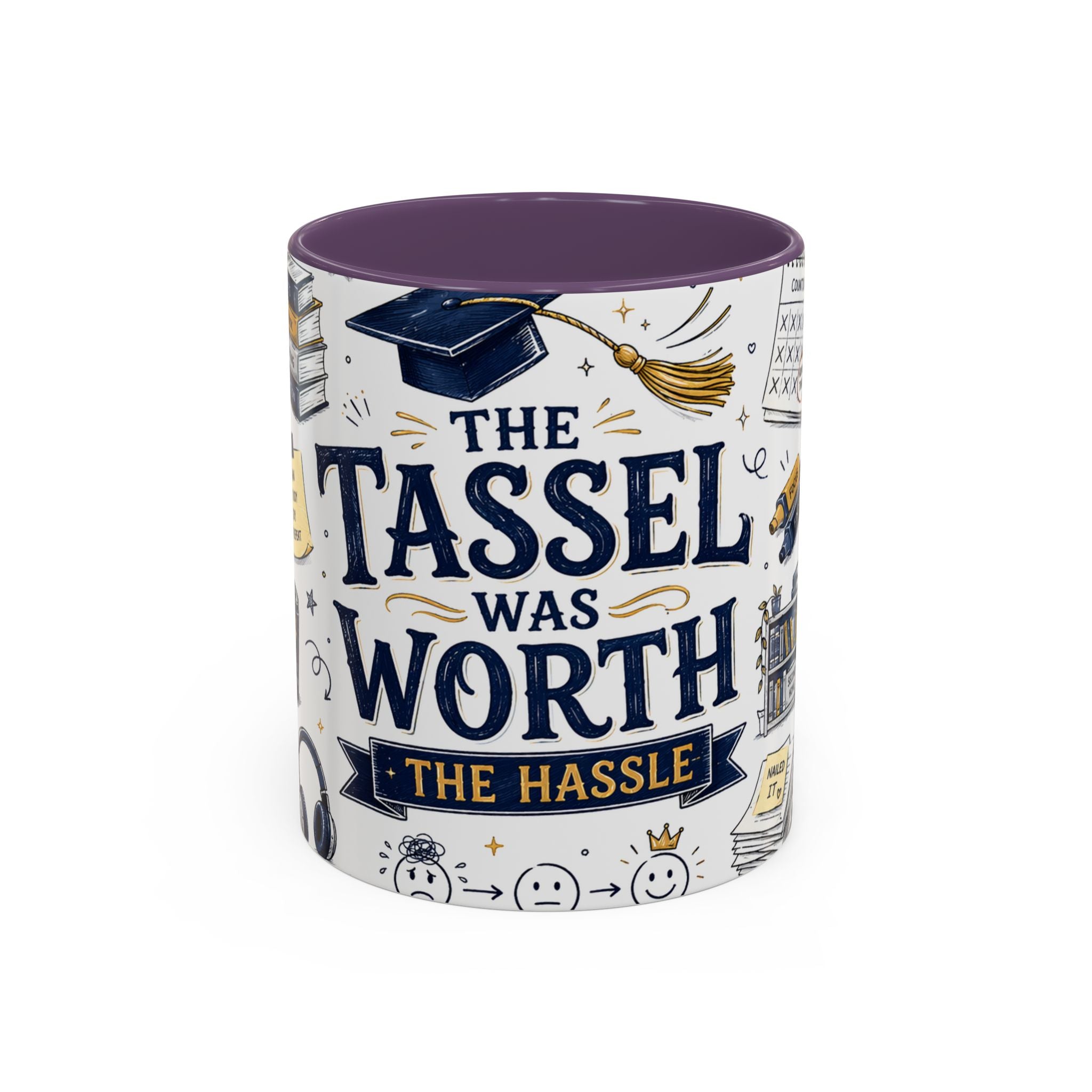 The Tassel Was Worth the Hassle Coffee Mug | Funny Graduation Gift 2026 | Accent Color Ceramic 11oz 15oz