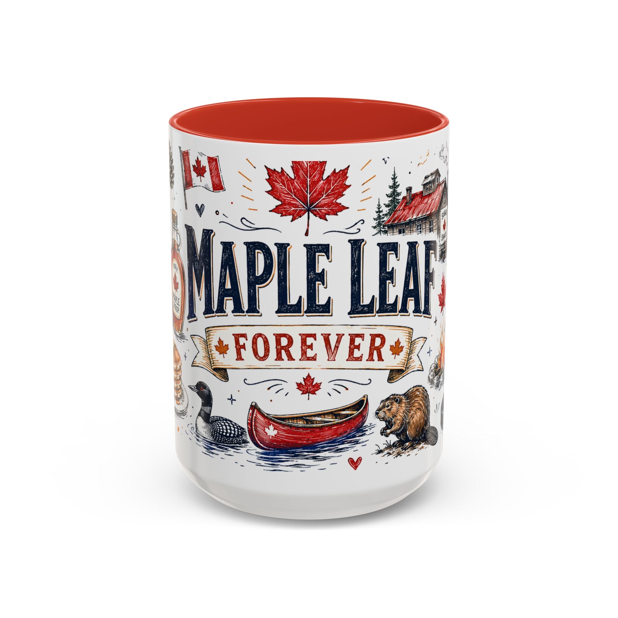 Maple Leaf Forever Coffee Mug | Canadian Pride Gift | Accent Color Ceramic 11oz 15oz