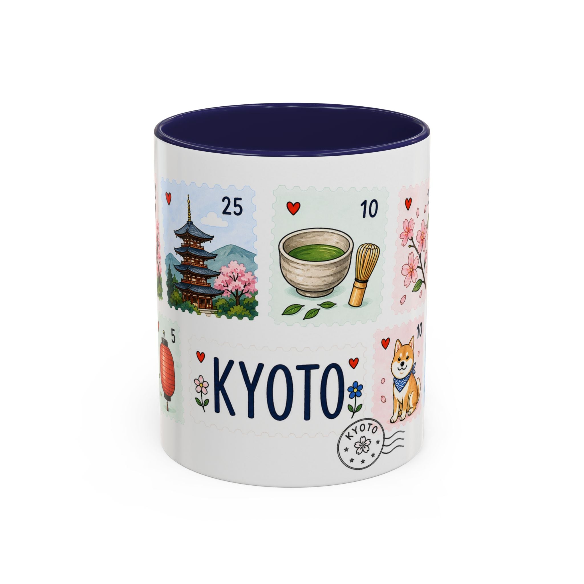 Kyoto Coffee Mug | Postage Stamp Collage Mug | Travel Souvenir Accent Cup 11oz 15oz