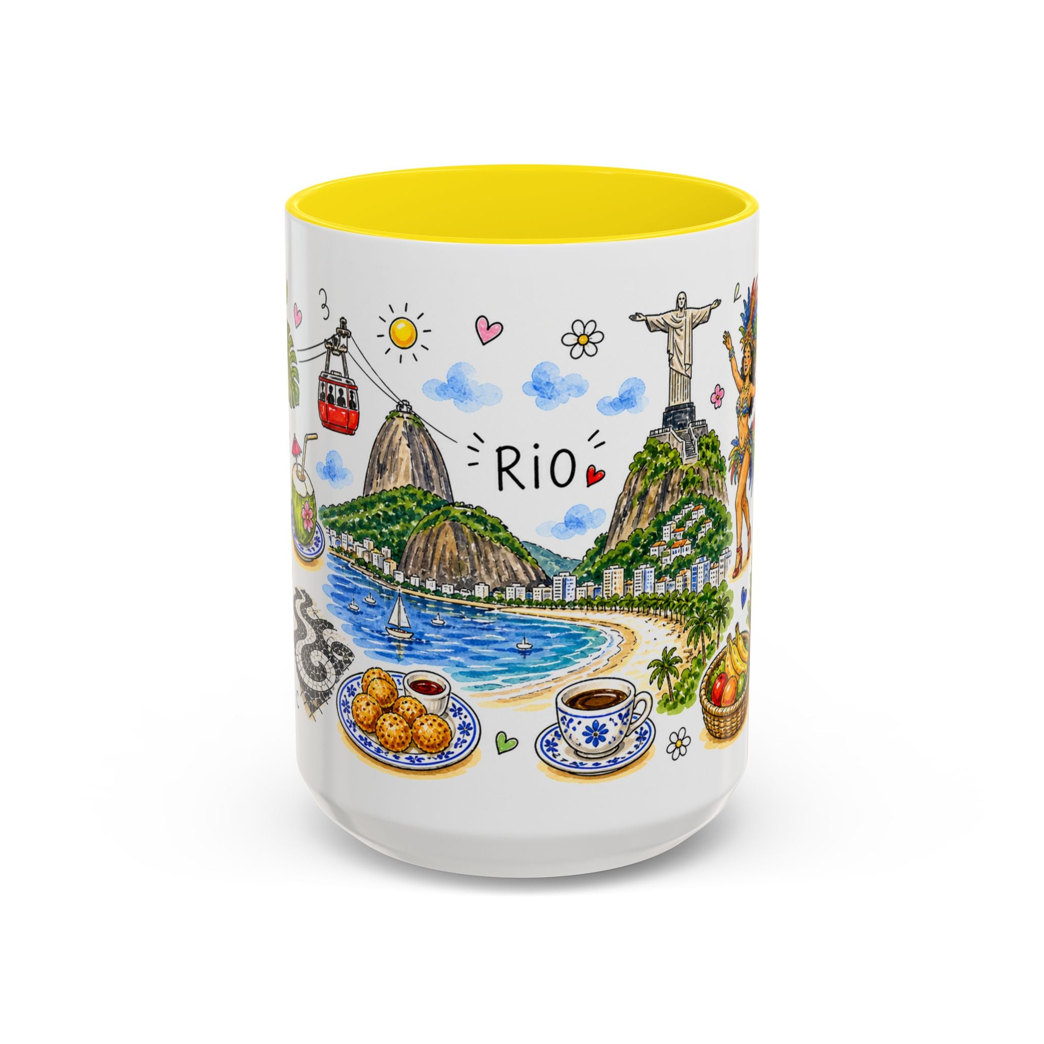 Rio de Janeiro Illustrated Travel Mug | City Souvenir Accent Coffee Mug | 11oz 15oz Ceramic Cup