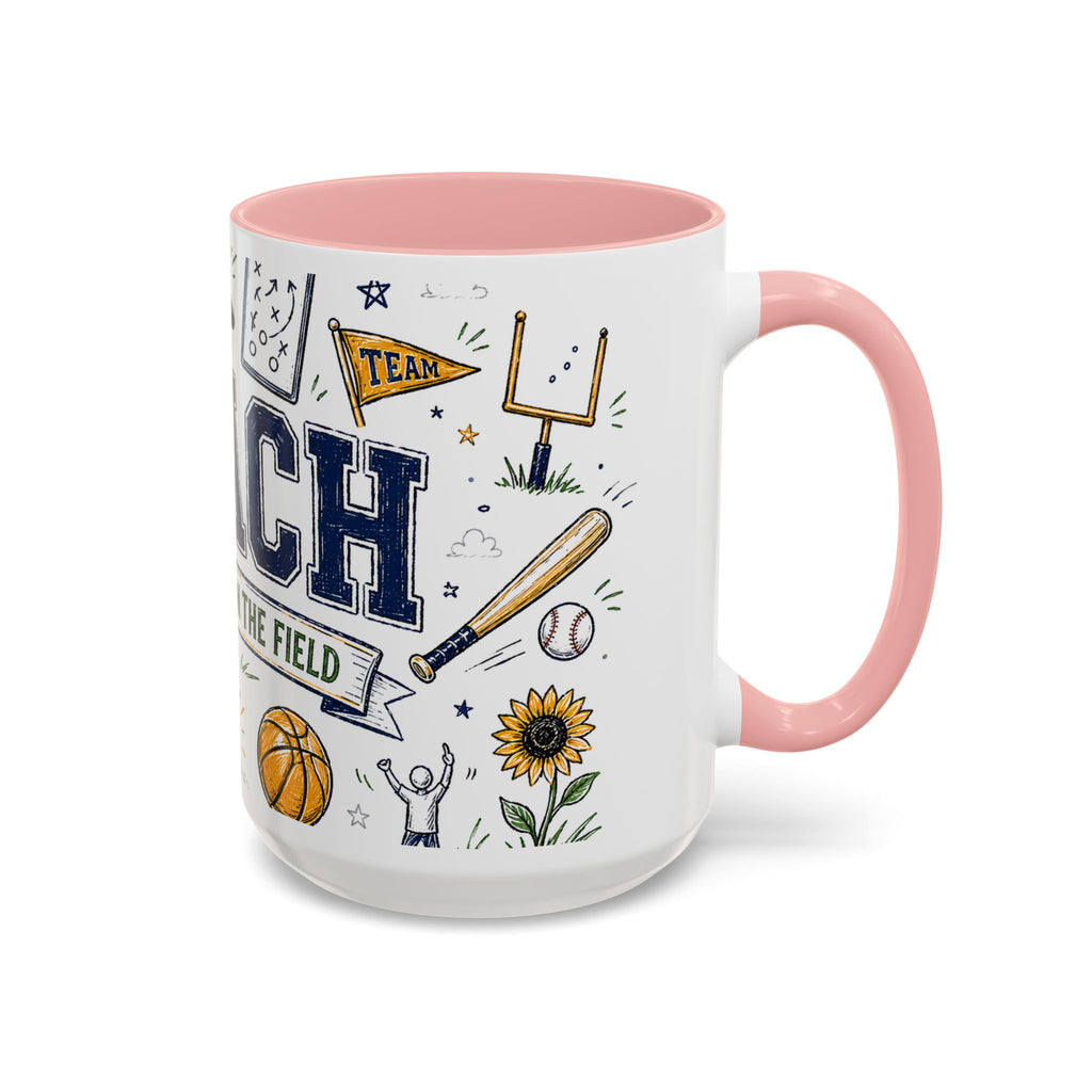 Coach Best Dad On The Field Coffee Mug | Father's Day Gift for Dad | Accent Color Ceramic 11oz 15oz
