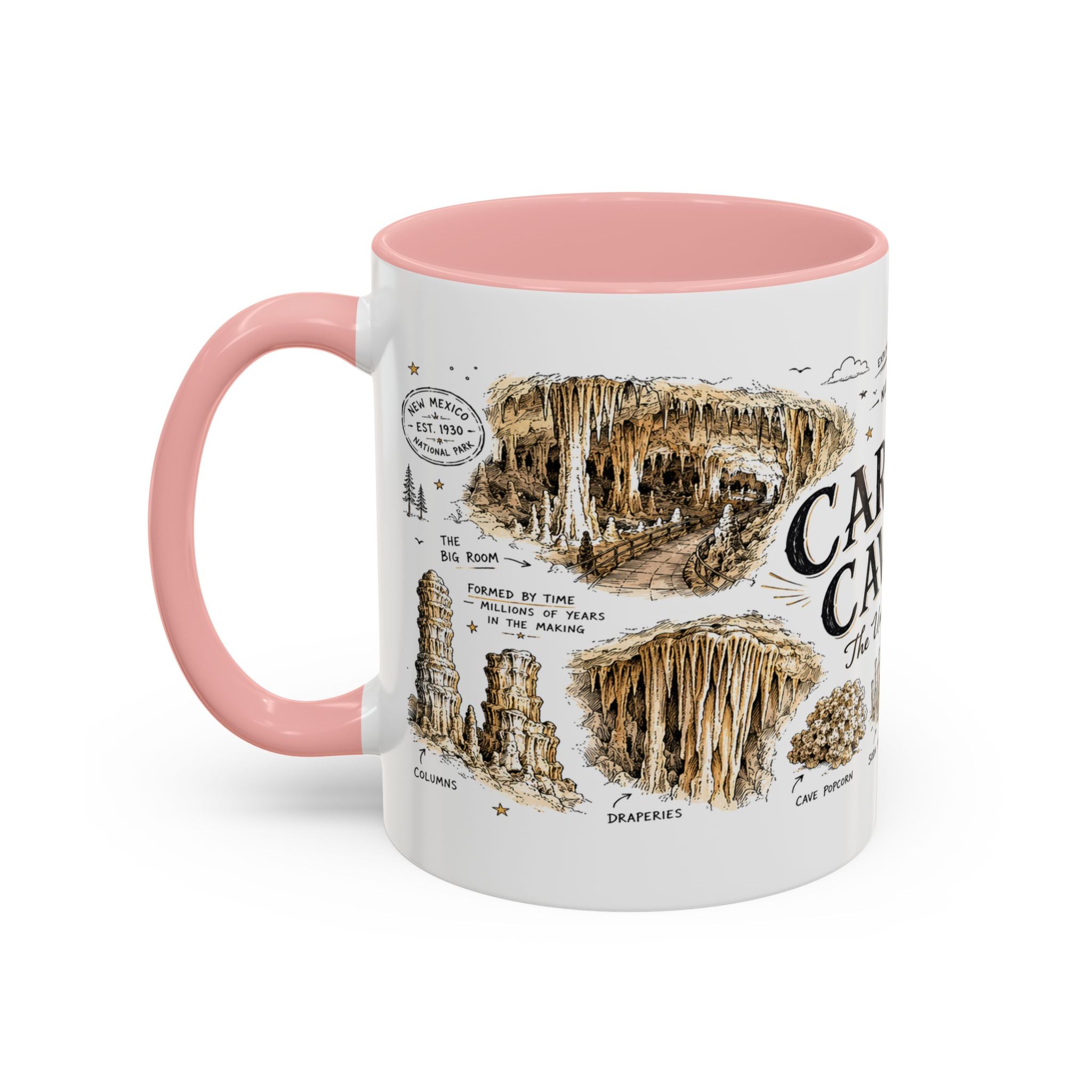 Carlsbad Caverns National Park Coffee Mug | New Mexico Cave Exploration Bat Gift | Accent Color Ceramic 11oz 15oz