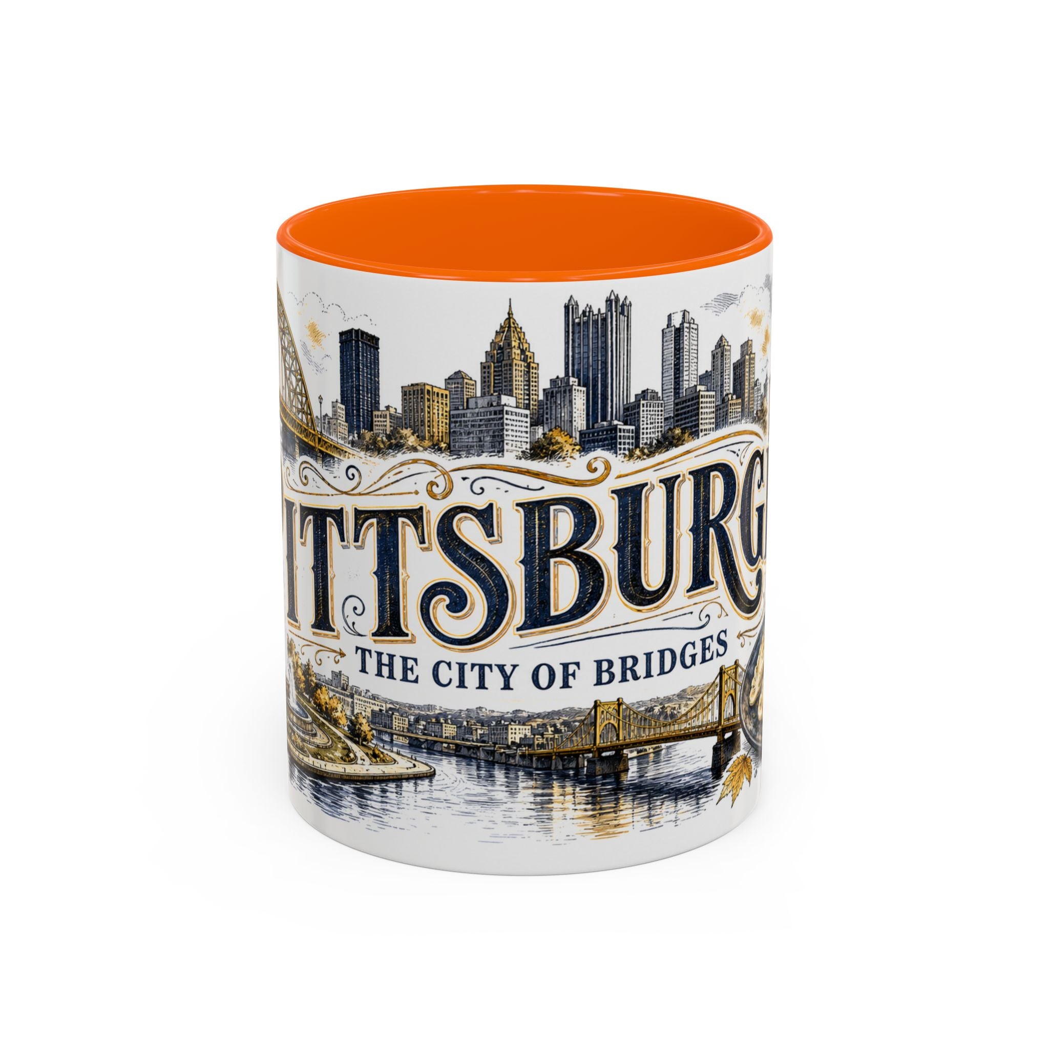 Pittsburgh Coffee Mug | United States Travel Souvenir | Vintage Illustrated City Gift | 11 oz 15 oz Accent Mug