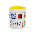Fez Coffee Mug | Postage Stamp Collage Mug | Travel Souvenir Accent Cup 11oz 15oz