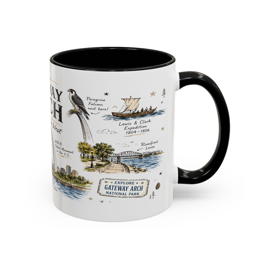 Gateway Arch National Park Coffee Mug | Missouri St. Louis Landmark Gift | Accent Color Ceramic 11oz 15oz