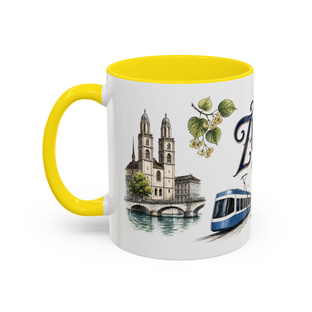 Zurich Coffee Mug | Switzerland Travel Souvenir | Vintage Illustrated City Gift | 11 oz 15 oz Accent Mug