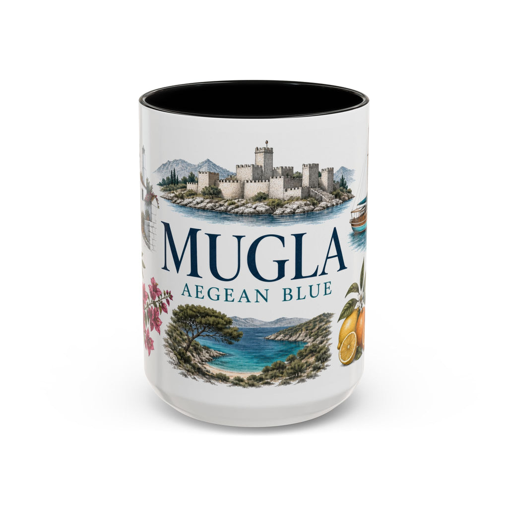 Mugla Coffee Mug | Turkey Travel Souvenir | Vintage Illustrated City Gift | 11 oz 15 oz Accent Mug