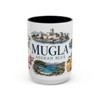 Mugla Coffee Mug | Turkey Travel Souvenir | Vintage Illustrated City Gift | 11 oz 15 oz Accent Mug