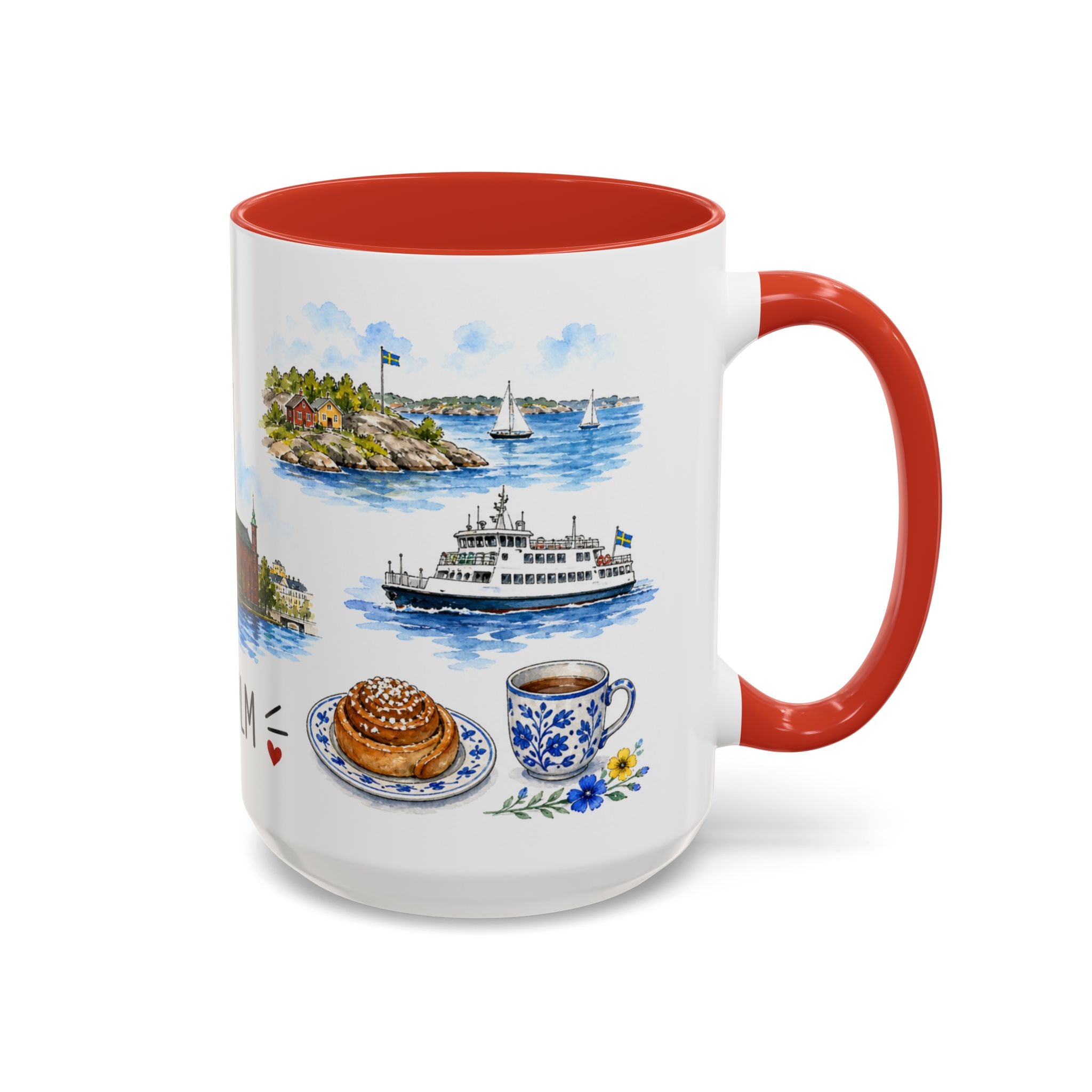 Stockholm Illustrated Travel Mug | City Souvenir Accent Coffee Mug | 11oz 15oz Ceramic Cup