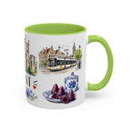 Ghent Illustrated Travel Mug | City Souvenir Accent Coffee Mug | 11oz 15oz Ceramic Cup