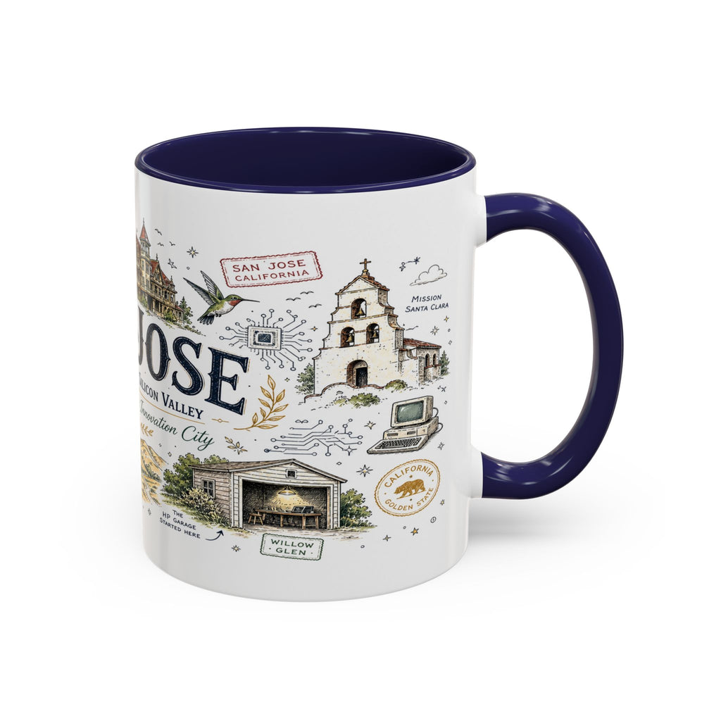 San Jose Coffee Mug | California Souvenir City Gift | Accent Color Ceramic 11oz 15oz