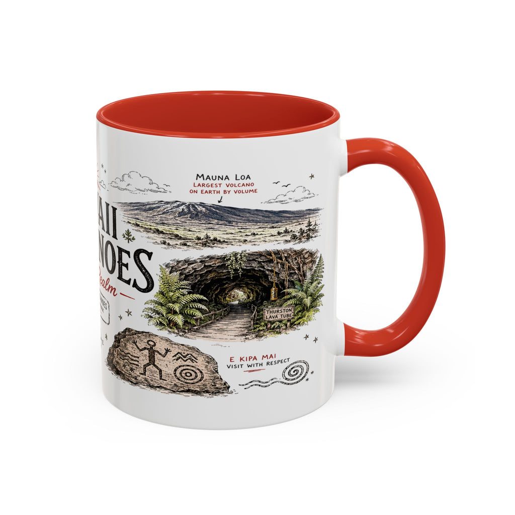 Hawaii Volcanoes National Park Coffee Mug | Hawaii Big Island Lava Volcano Gift | Accent Color Ceramic 11oz 15oz