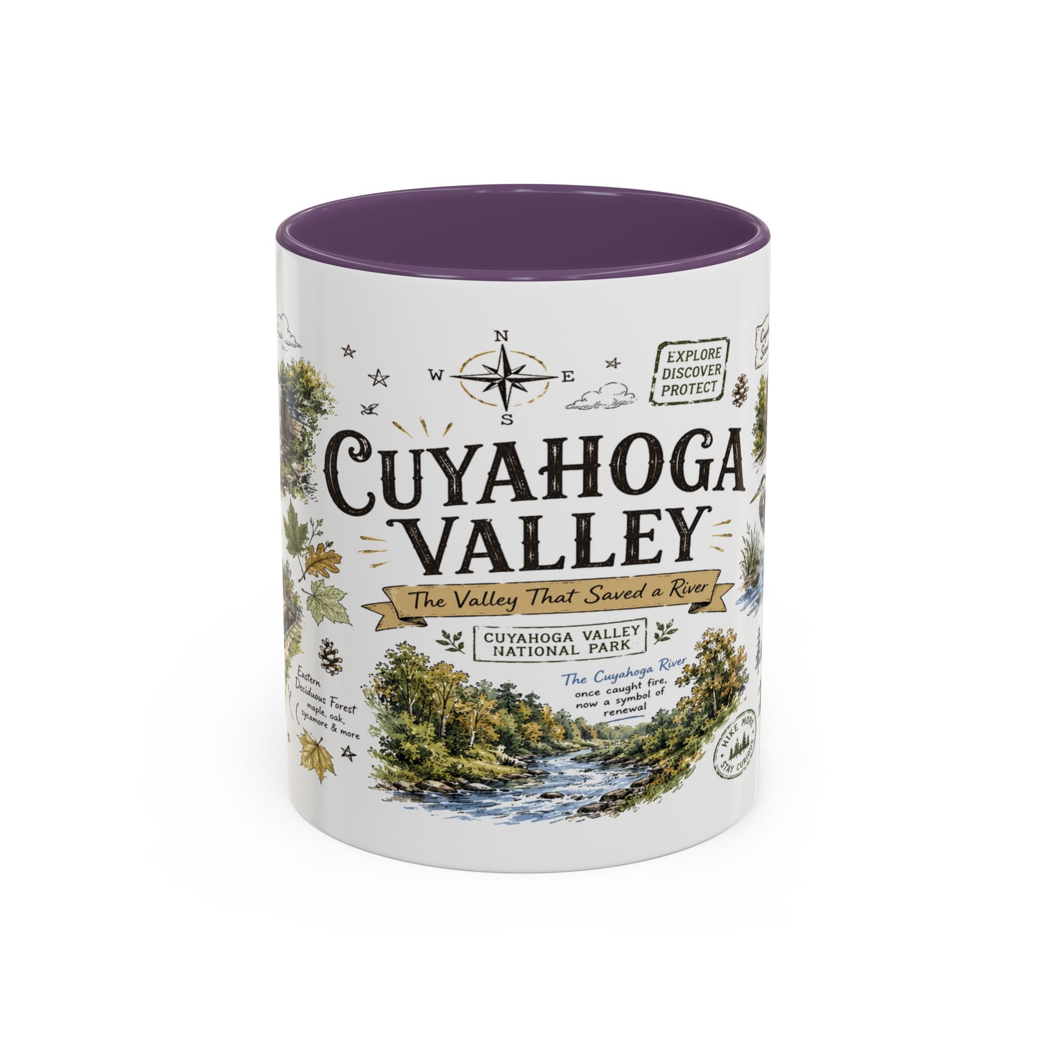 Cuyahoga Valley National Park Coffee Mug | Ohio River Valley Waterfall Gift | Accent Color Ceramic 11oz 15oz
