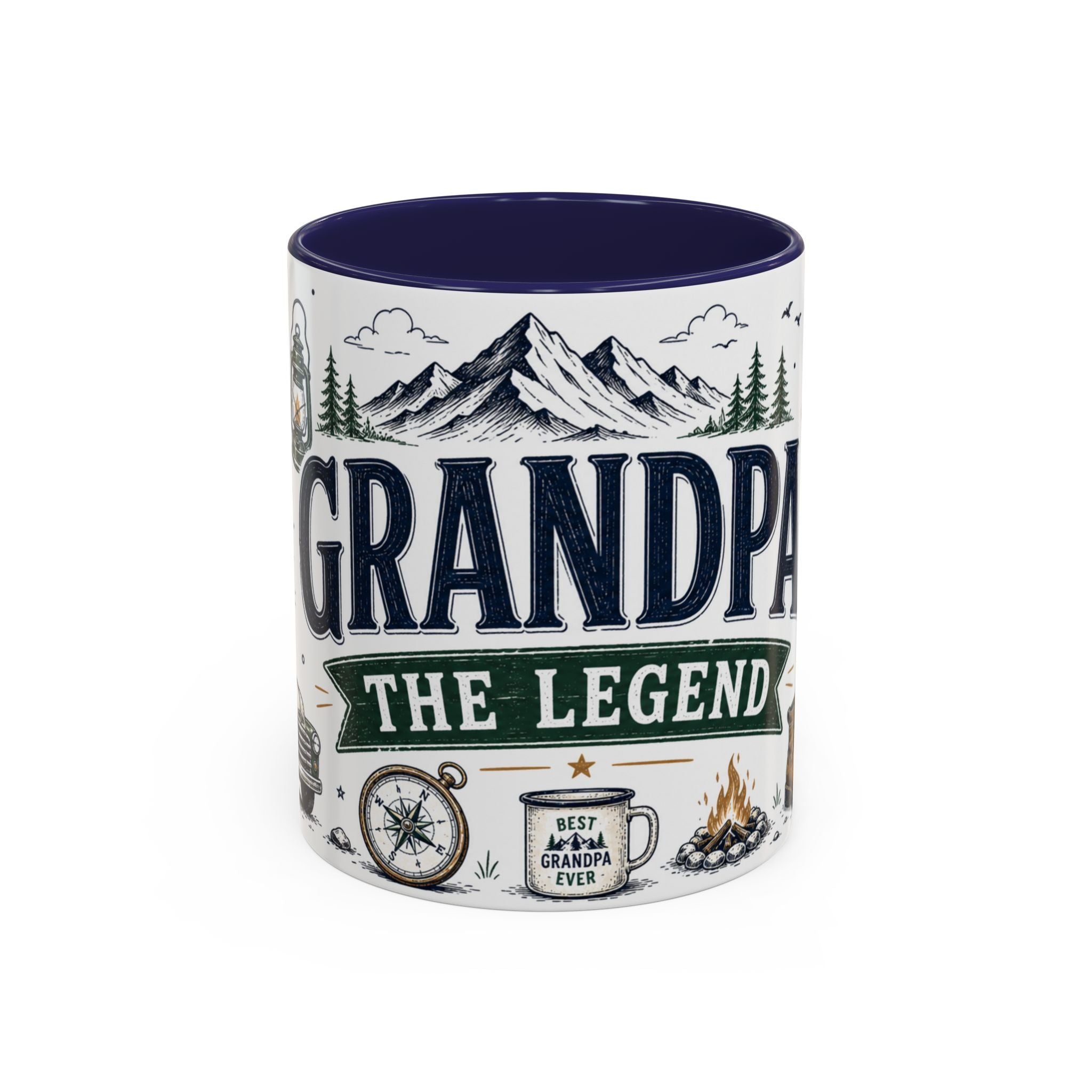 Grandpa The Legend Coffee Mug | Gift From Grandkids | Accent Color Ceramic 11oz 15oz