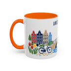 Amsterdam Coffee Mug | Netherlands Travel Souvenir | Porcelain Decal City Gift | 11oz 15oz Accent Mug