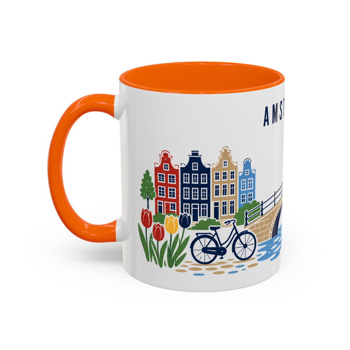 Amsterdam Coffee Mug | Netherlands Travel Souvenir | Porcelain Decal City Gift | 11oz 15oz Accent Mug