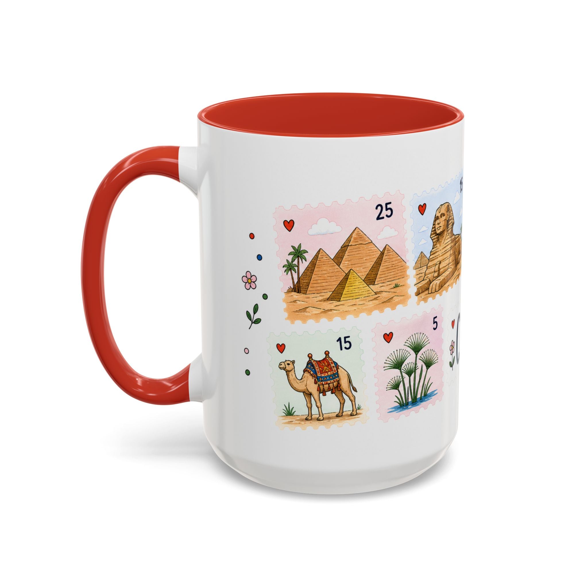 Cairo Coffee Mug | Postage Stamp Collage Mug | Travel Souvenir Accent Cup 11oz 15oz