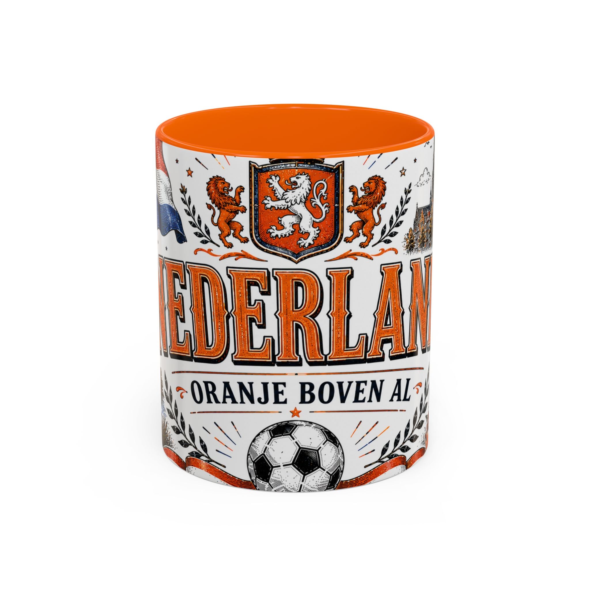 Netherlands Soccer Coffee Mug | World Cup Fan Gift | Accent Color Ceramic 11oz 15oz Match Day Cup
